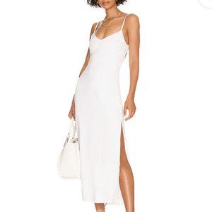 NWT L*SPACE Dahlia Dress M Medium Cream White Midi Cotton Blend Bust Detailing